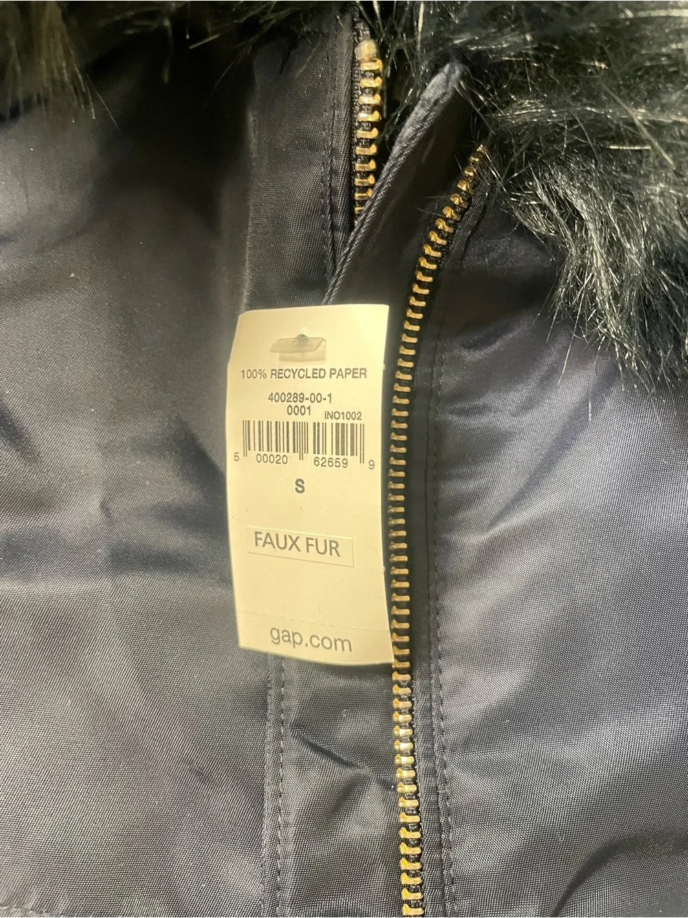 GAP Navy Bomber Jacket with Faux Fur Trim